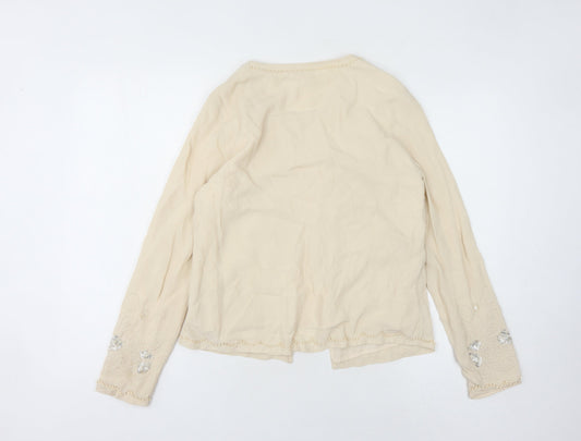 Monsoon Women Beige Silk Blazer, Size 8