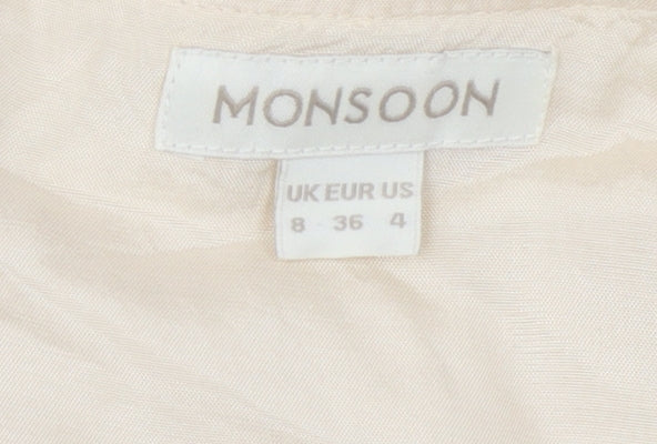 Monsoon Women Beige Silk Blazer, Size 8