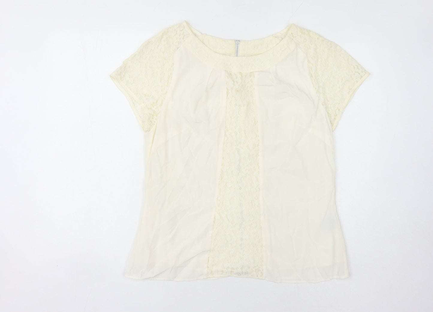 Boden Women's Ivory Lace Blouse Size 14 Short Sleeve