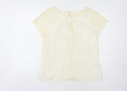 Boden Women's Ivory Lace Blouse Size 14 Short Sleeve