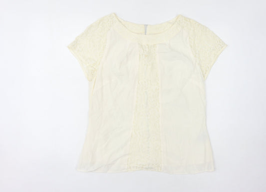 Boden Women's Ivory Lace Blouse Size 14 Short Sleeve