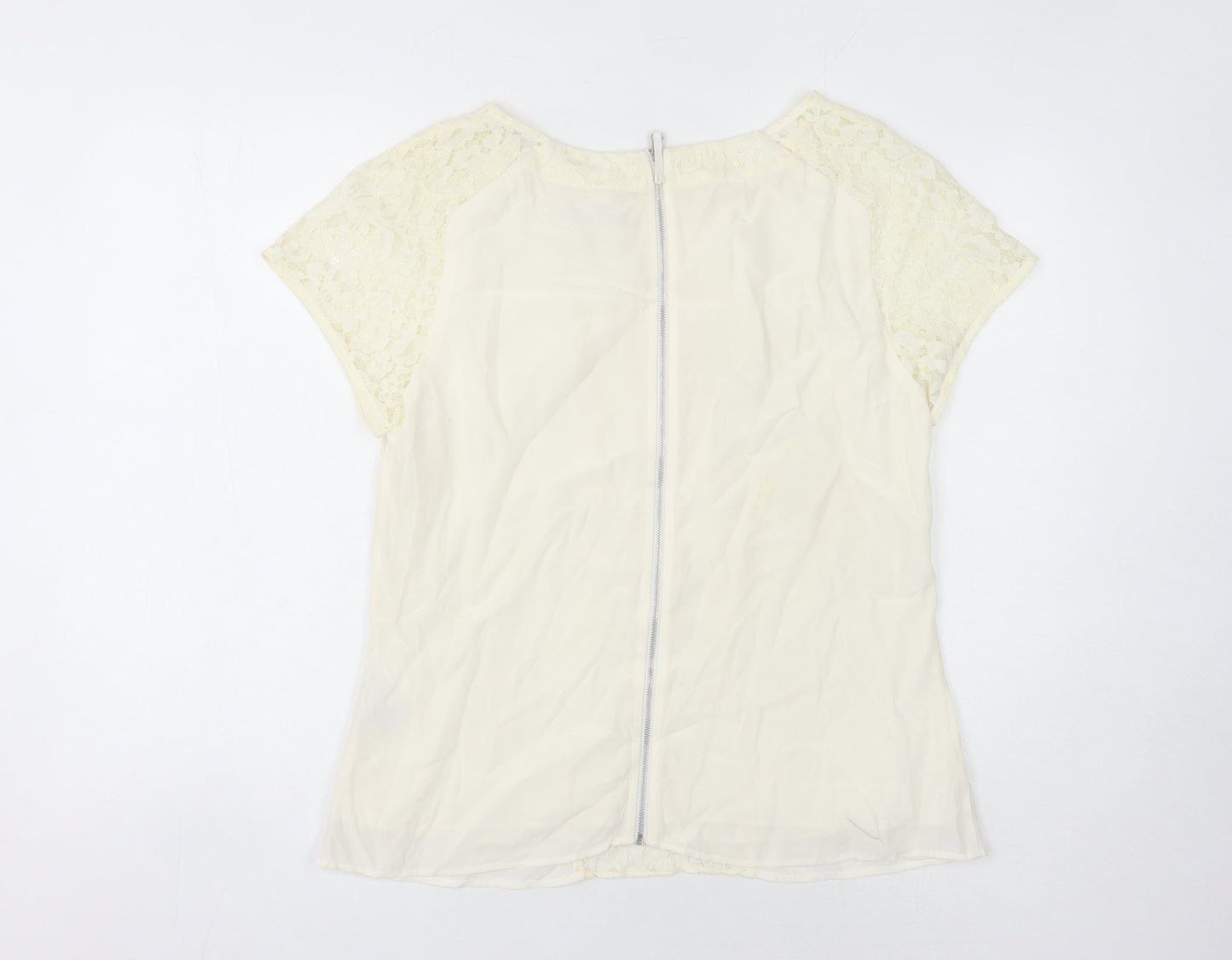 Boden Women's Ivory Lace Blouse Size 14 Short Sleeve