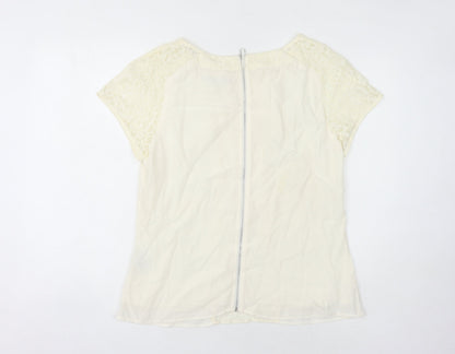 Boden Women's Ivory Lace Blouse Size 14 Short Sleeve