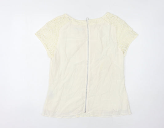 Boden Women's Ivory Lace Blouse Size 14 Short Sleeve