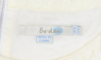 Boden Women's Ivory Lace Blouse Size 14 Short Sleeve