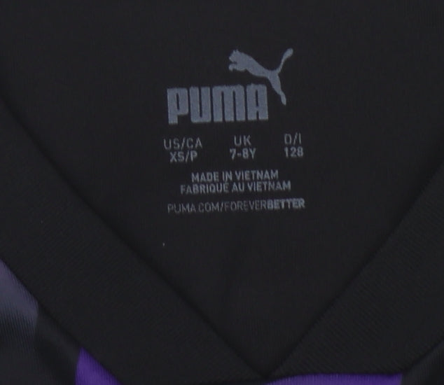 Puma Boys Black Purple Geometric Football Jersey 7-8Y