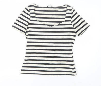 Womens UK Size 12 Warehouse Black Basic T-Shirt