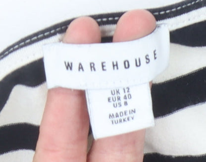 Womens UK Size 12 Warehouse Black Basic T-Shirt