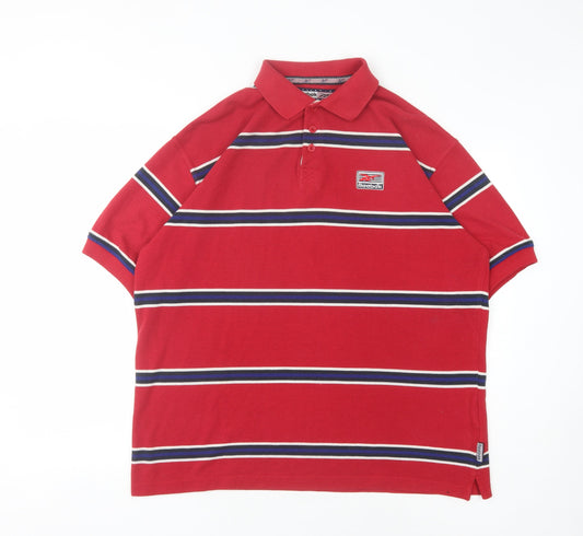 Reebok Men's Red Striped Polo Shirt - Size M