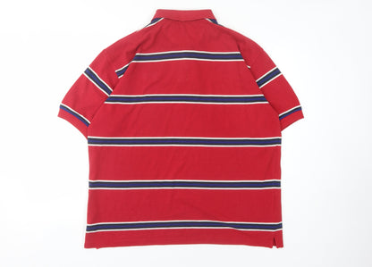 Reebok Men's Red Striped Polo Shirt - Size M