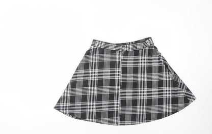 Lipsy Women's Black Check A-Line Skirt Size 14