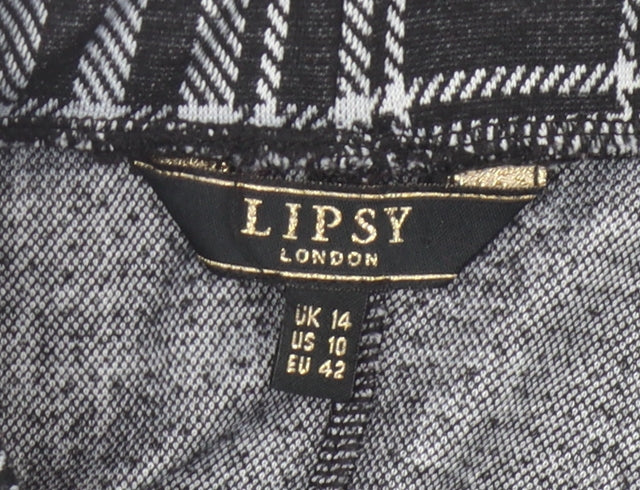 Lipsy Women's Black Check A-Line Skirt Size 14