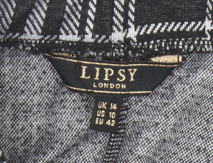 Lipsy Women's Black Check A-Line Skirt Size 14