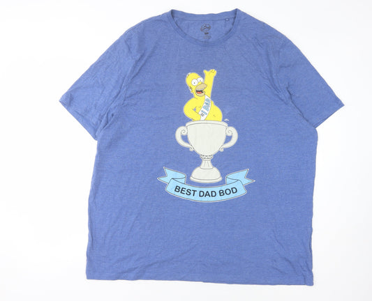 The Simpsons Men’s Blue 3XL T-Shirt with Homer Graphic