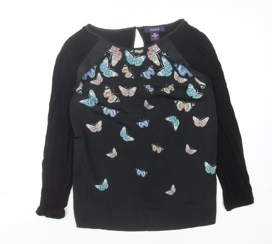 Womens UK Size S Oasis Black  Blouse