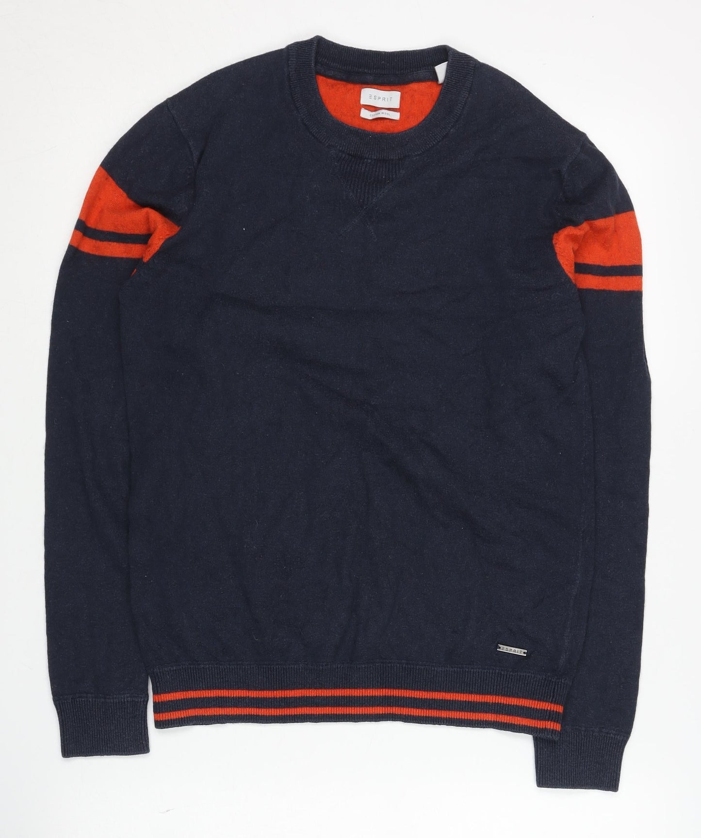 Esprit Men's Blue Pullover Jumper, Size S, Casual Striped