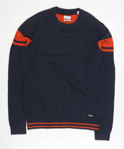 Esprit Men's Blue Pullover Jumper, Size S, Casual Striped