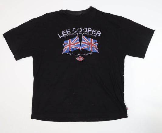 Lee Cooper Black Men's 2XL Flag Graphic T-Shirt
