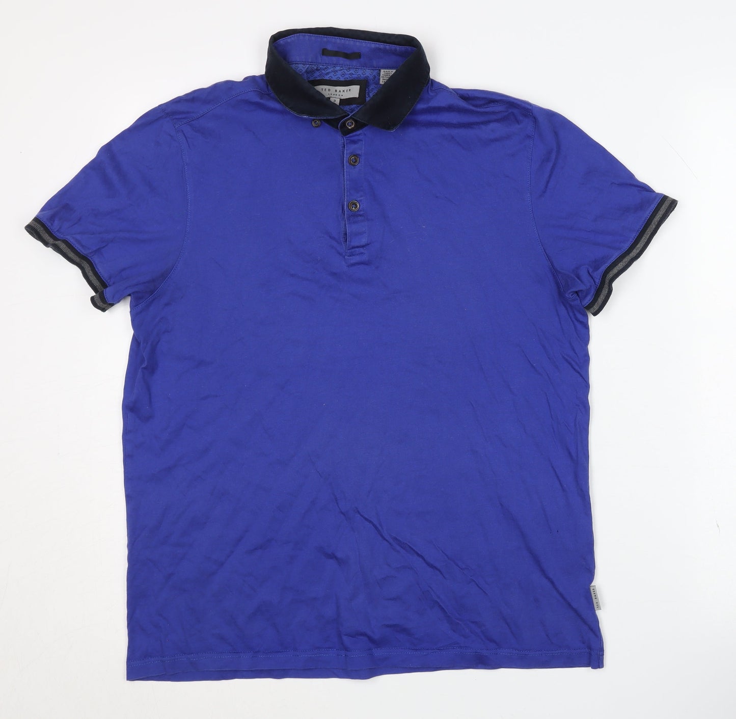 Ted Baker Men's Medium Blue Polo Shirt, Button-Down Collar