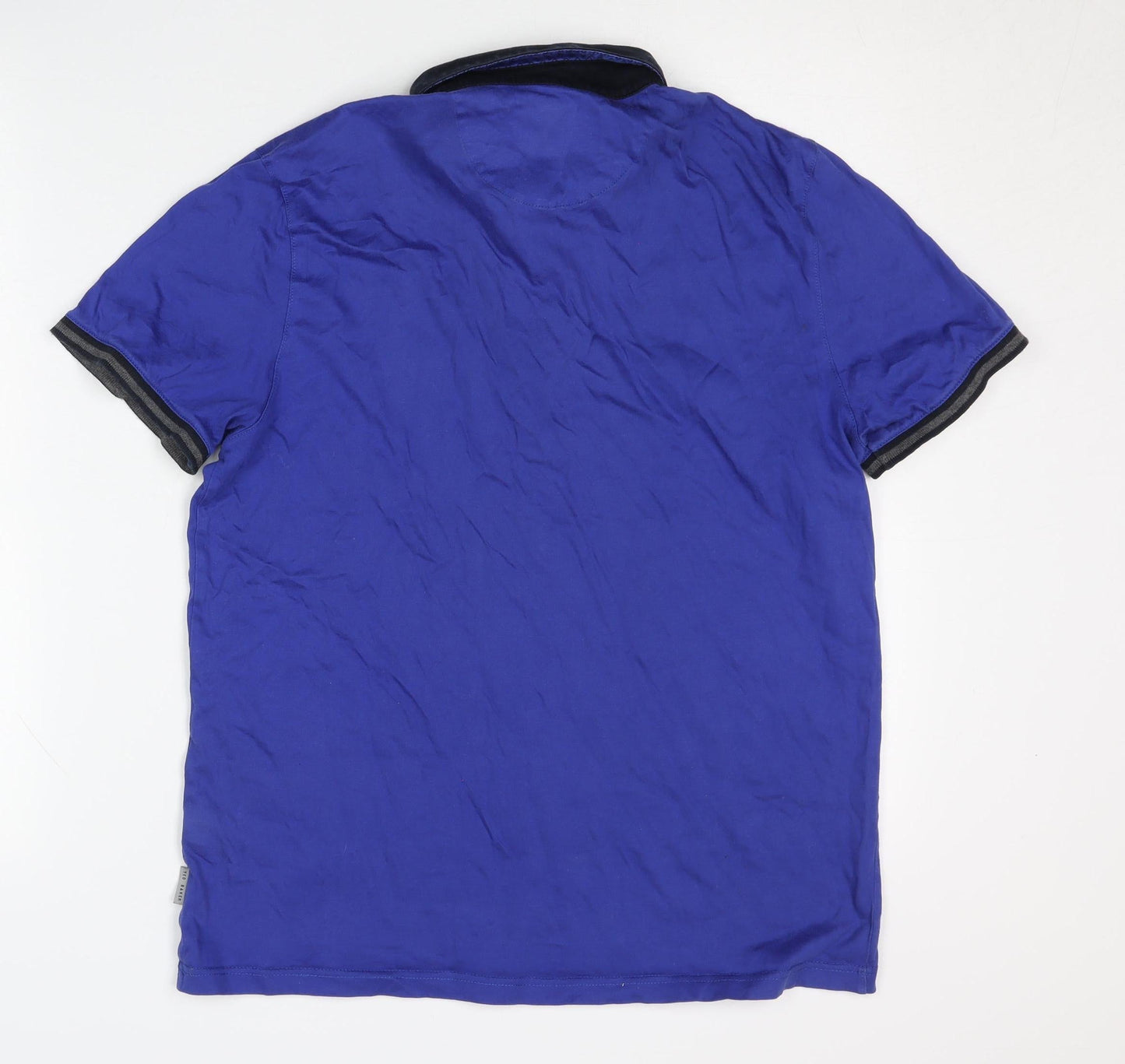 Ted Baker Men's Medium Blue Polo Shirt, Button-Down Collar