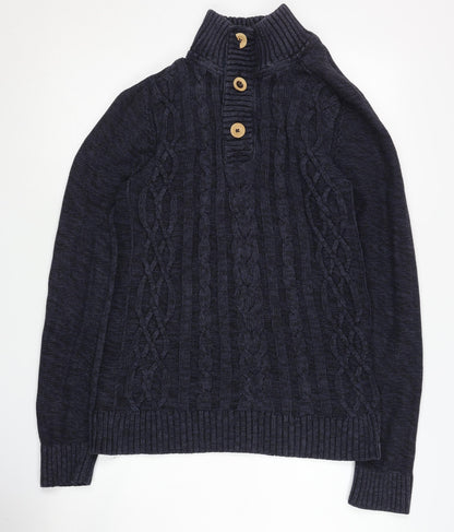 Fat Face Men's Blue Henley Jumper Size S