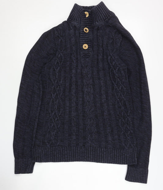 Fat Face Men's Blue Henley Jumper Size S