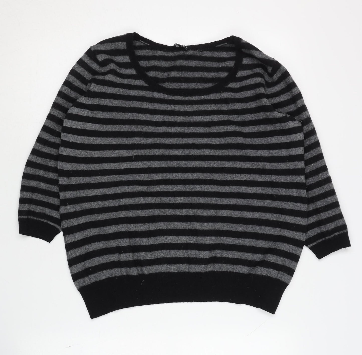 Jaeger Women's Black Striped Pullover Jumper XL