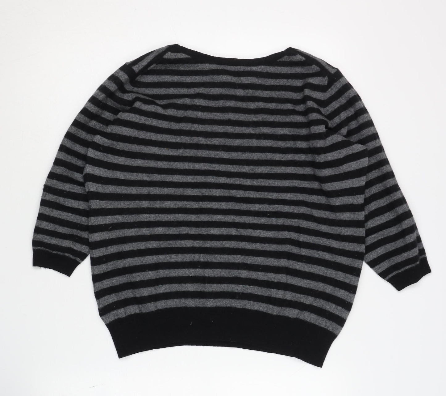 Jaeger Women's Black Striped Pullover Jumper XL