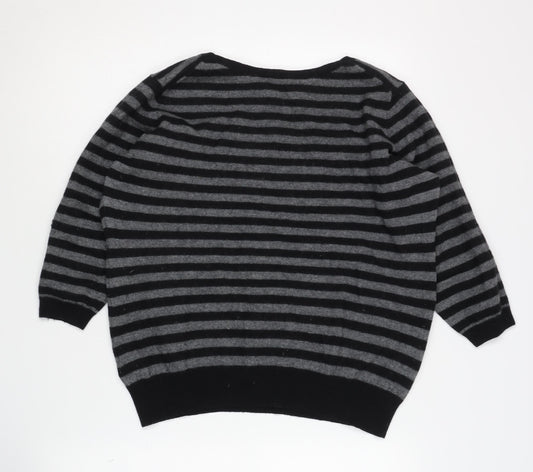 Jaeger Women's Black Striped Pullover Jumper XL
