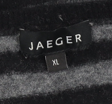 Jaeger Women's Black Striped Pullover Jumper XL