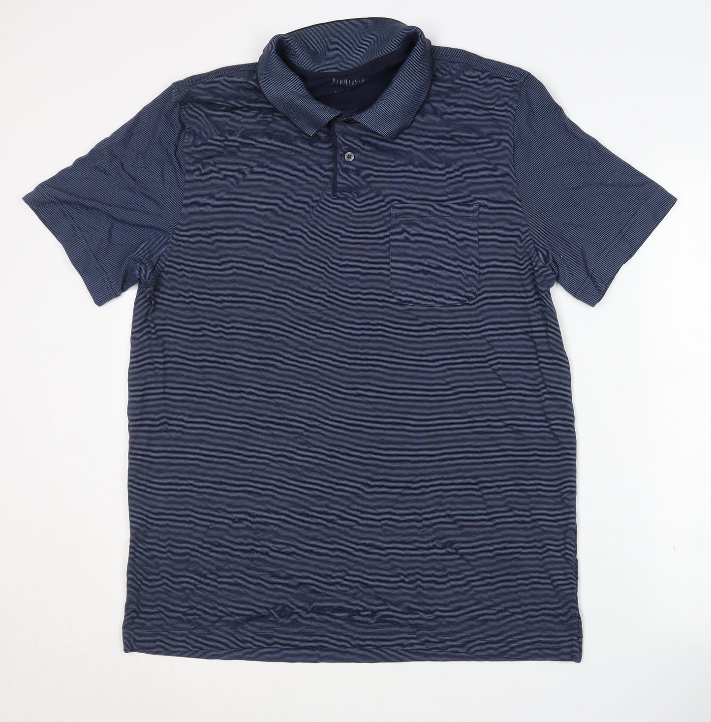 Van Heusen Men's Blue Polo - Size L, Short Sleeve