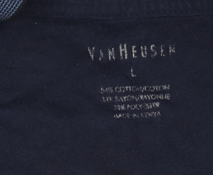 Van Heusen Men's Blue Polo - Size L, Short Sleeve