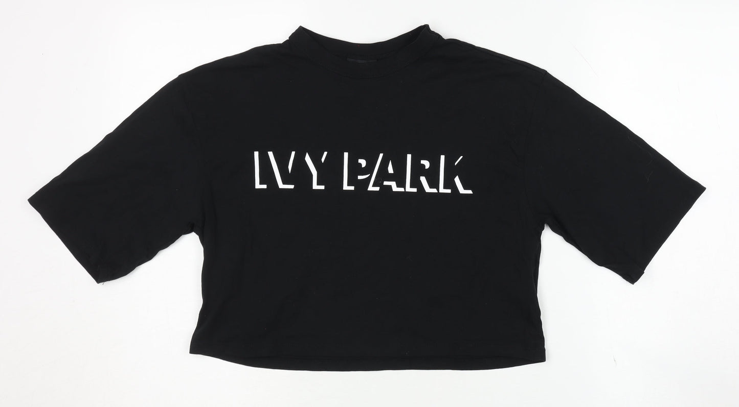 Womens UK Size XS IVY PARK Black Cropped T-Shirt