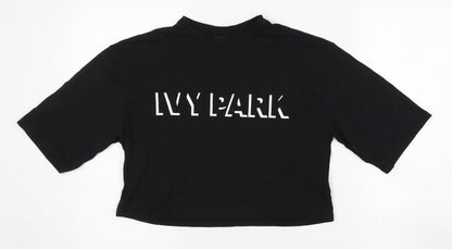 Womens UK Size XS IVY PARK Black Cropped T-Shirt