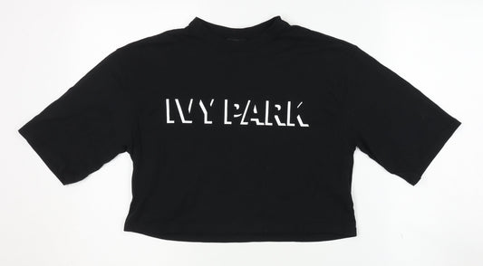 Womens UK Size XS IVY PARK Black Cropped T-Shirt