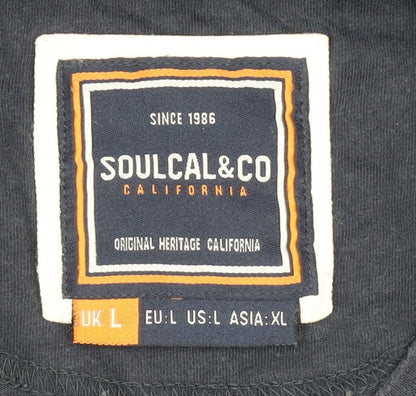 SoulCal & Co Men's Blue Graphic T-Shirt - Size L