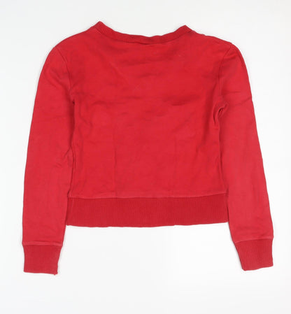 Diesel Girls Red V-Neck Logo Sweatshirt Size M