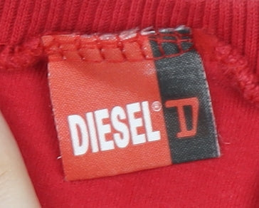Diesel Girls Red V-Neck Logo Sweatshirt Size M
