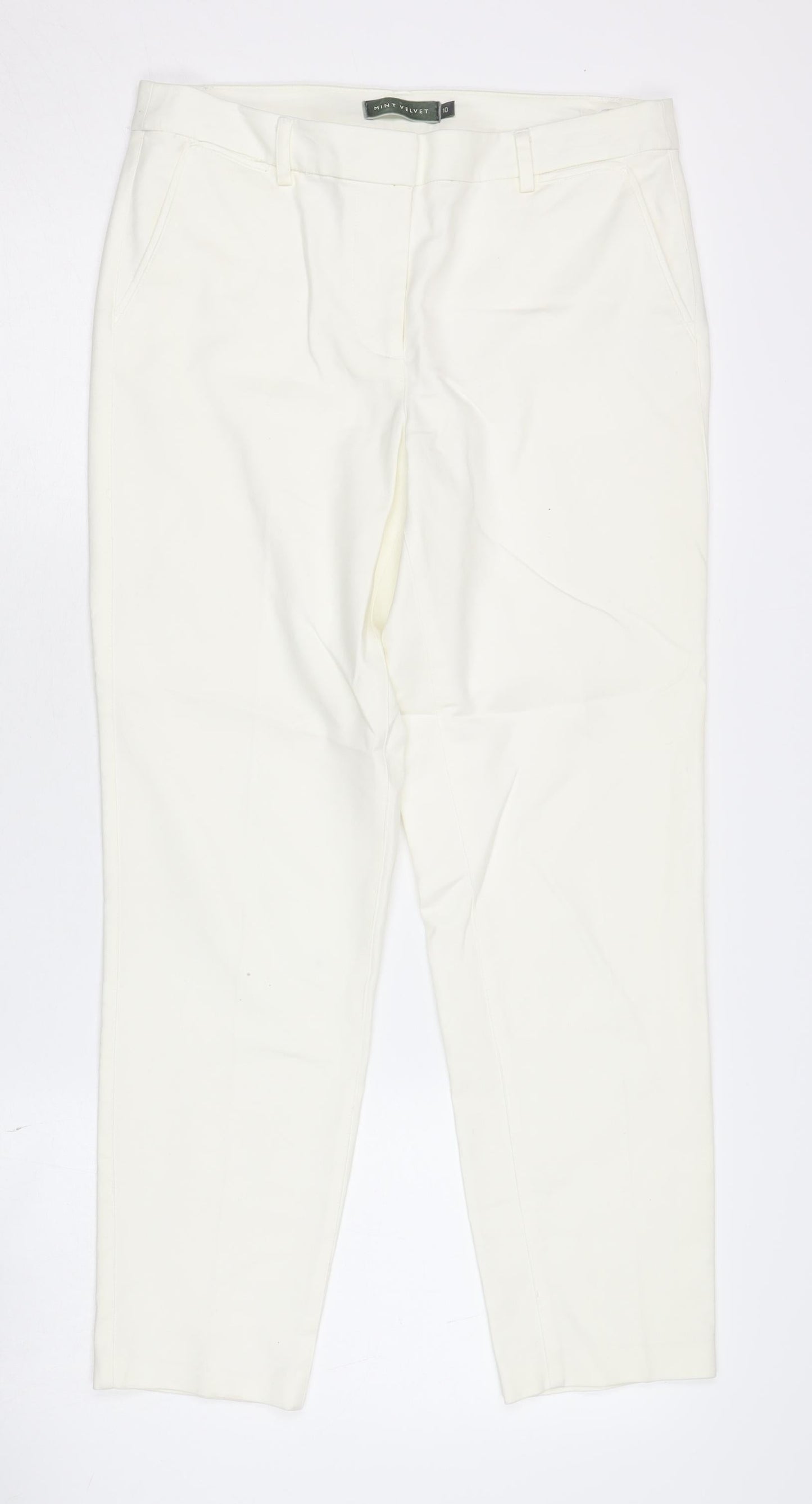 Womens UK Size 10 Mint Velvet Slim Fit Trousers White