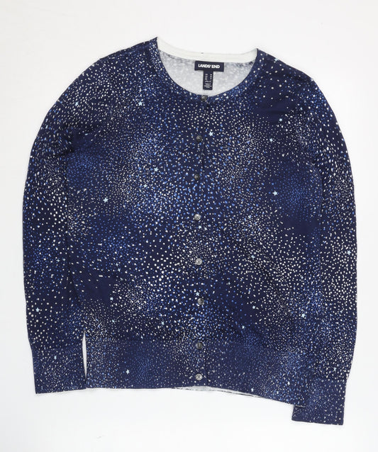 Lands' End Women's Blue Cardigan - Size M - 100% Cotton