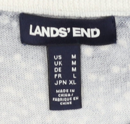Lands' End Women's Blue Cardigan - Size M - 100% Cotton
