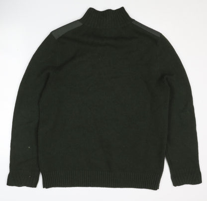 White Stuff Men's Green Pullover Jumper, L, 1/4 Zip