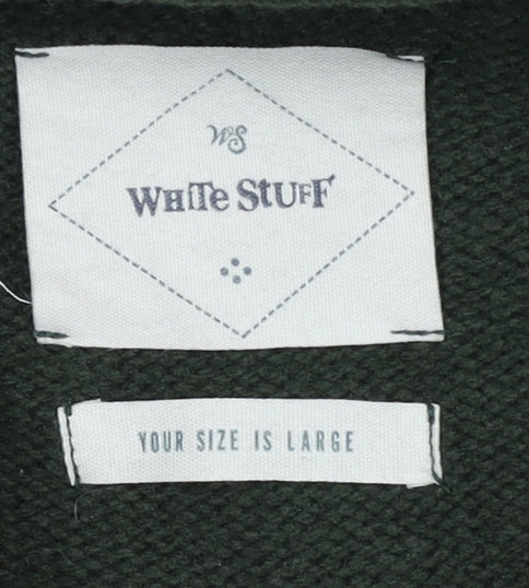White Stuff Men's Green Pullover Jumper, L, 1/4 Zip