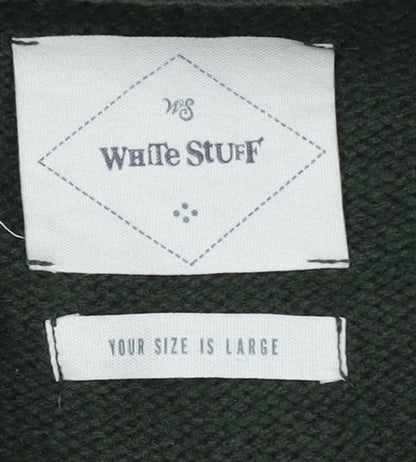 White Stuff Men's Green Pullover Jumper, L, 1/4 Zip