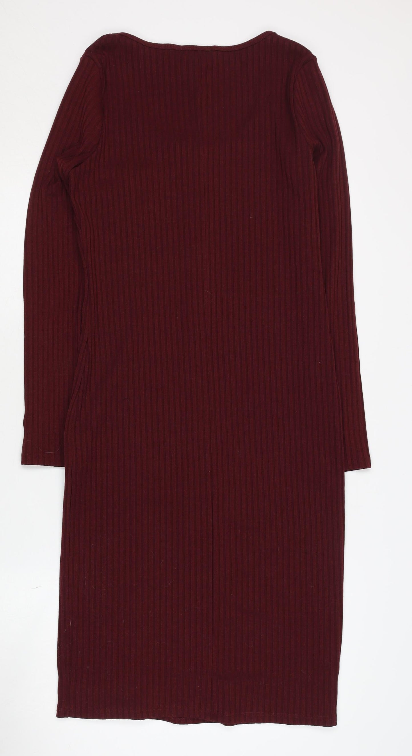 Brave Soul Red Jersey Dress Women M Scoop Neck Button