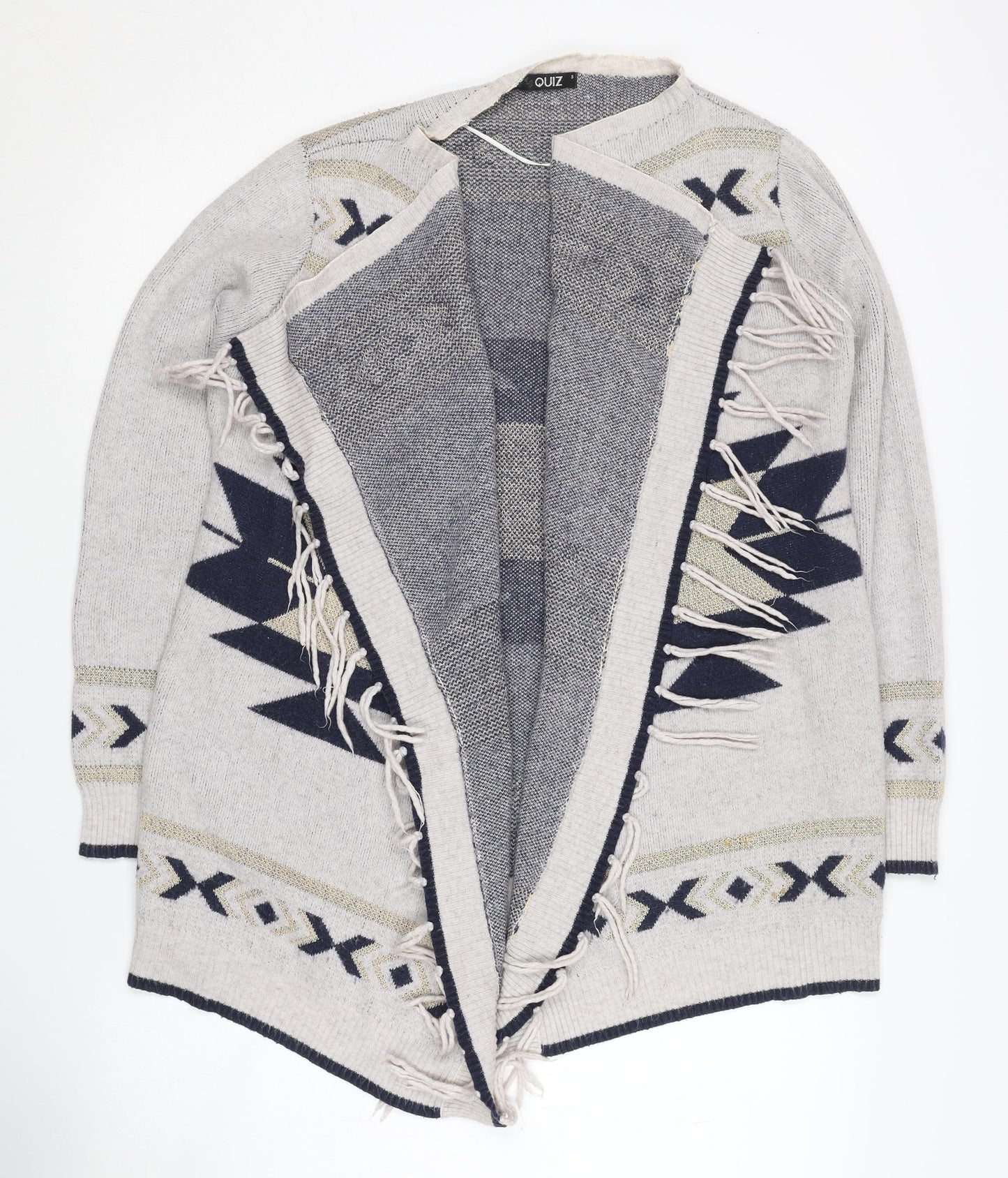 Womens UK Size S Quiz Grey Cardigan Jumper