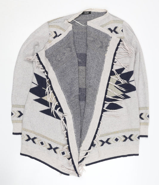 Womens UK Size S Quiz Grey Cardigan Jumper