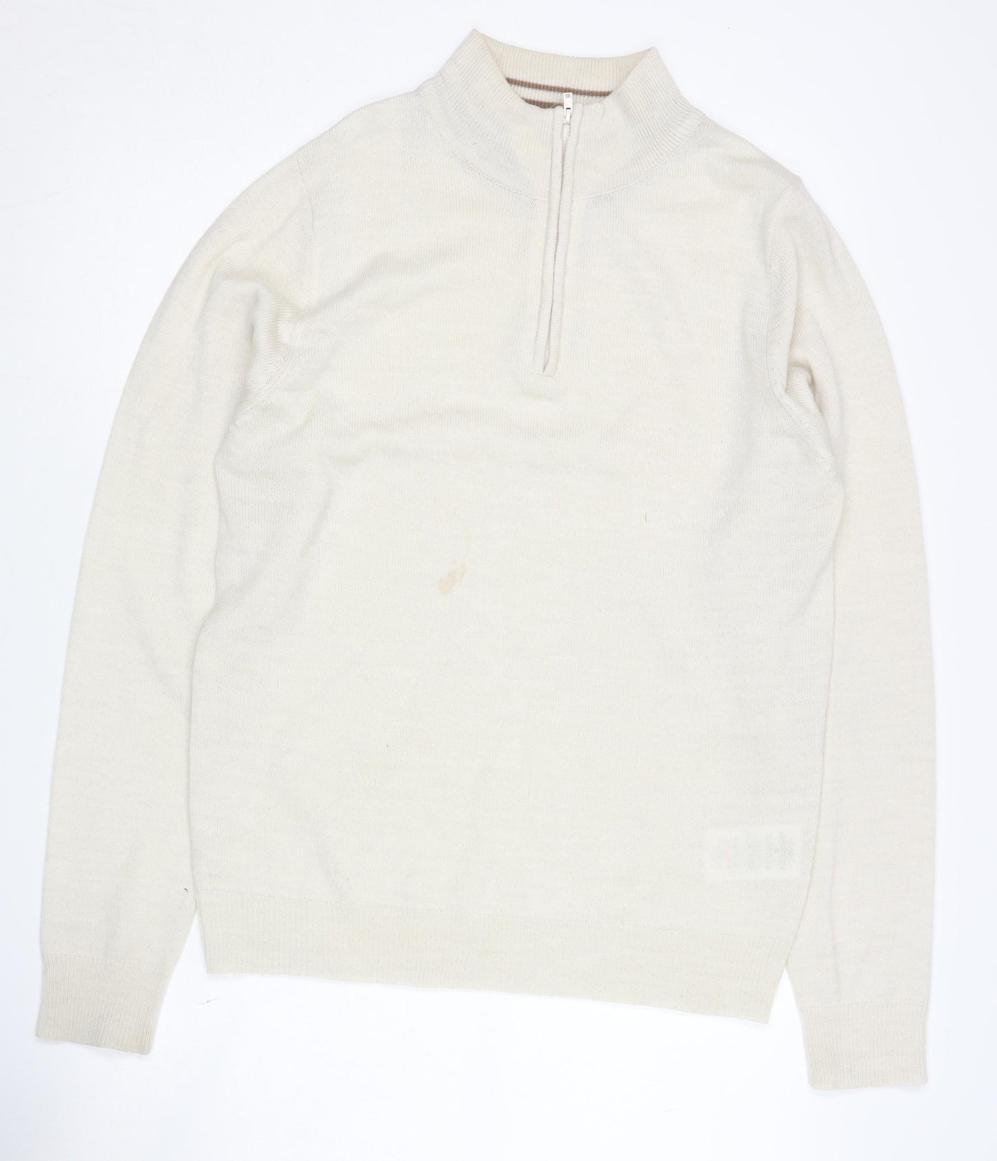 Threadbare Men’s Ivory Medium 1/2 Zip Jumper