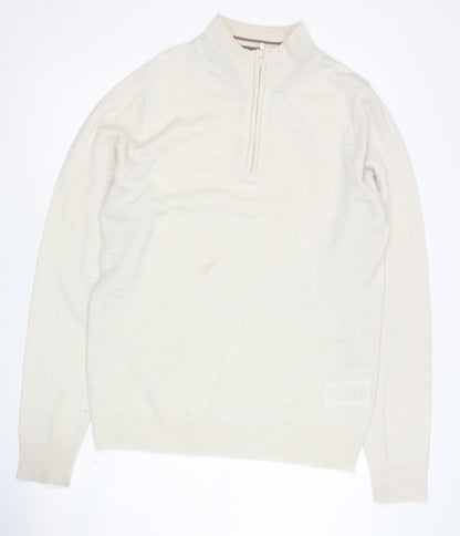 Threadbare Men’s Ivory Medium 1/2 Zip Jumper
