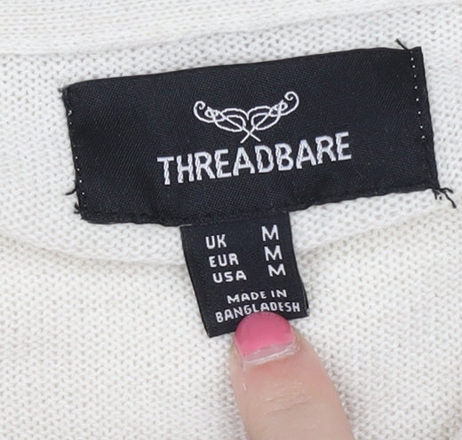 Threadbare Men’s Ivory Medium 1/2 Zip Jumper